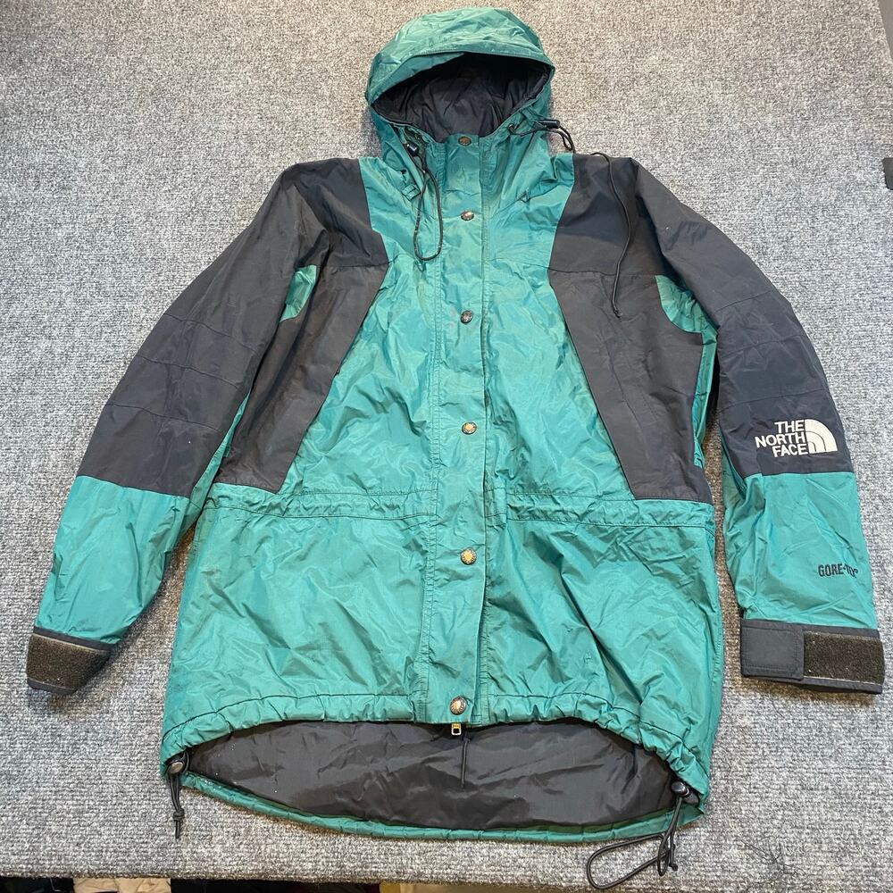 Vintage 90s NORTH FACE GORE-TEX SHELL JACKET Mountain Green Black Womens Small